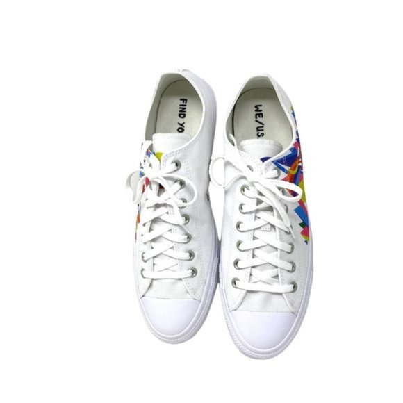 Converse CTAS OX Flower Print White Canvas Low Top Sneakers Men's Size 170823C - Picture 6 of 8